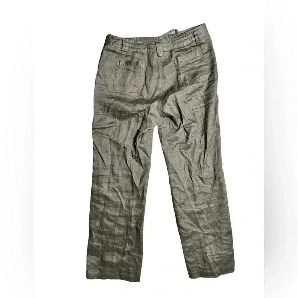 Sandro Womens Taupe Gray Linen Casual Wide Leg Pants Size 8 - Picture 5 of 6